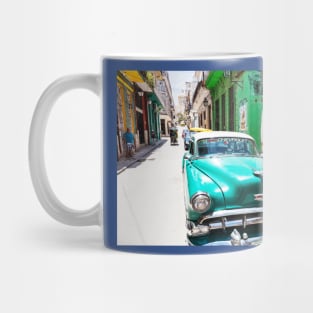 La Havana, Green Car In Cuba Mug